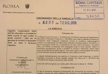 Ordinanza Raggi chiusura scuole domani 13/12/2019