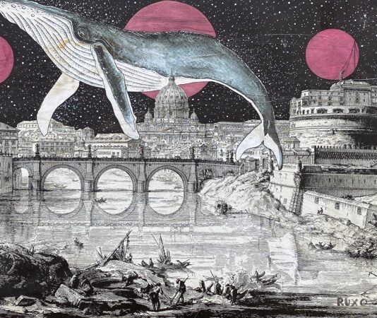 Il potere delle idee più forte della genetica Opera dello Street Artist federico ruxo in Piazza San Caqlisto a Roma