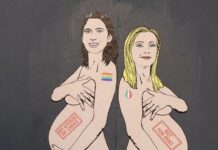 Elly e Giorgia nude in strada a Milano, l’opera dello street artist