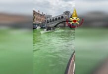 Venezia: Una Chiazza Fluorescente Colora di Verde il Canal Grande