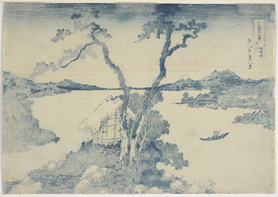 Katsushika Hokusai (1760-1849), Una veduta del Monte Fuji dal Lago Suwa, ca 1831. Serie: “Trentasei vedute del Monte Fuji”. Stampa xilografica a colori su carta, 25,2x35,9 cm. Museo Nazionale di Cracovia